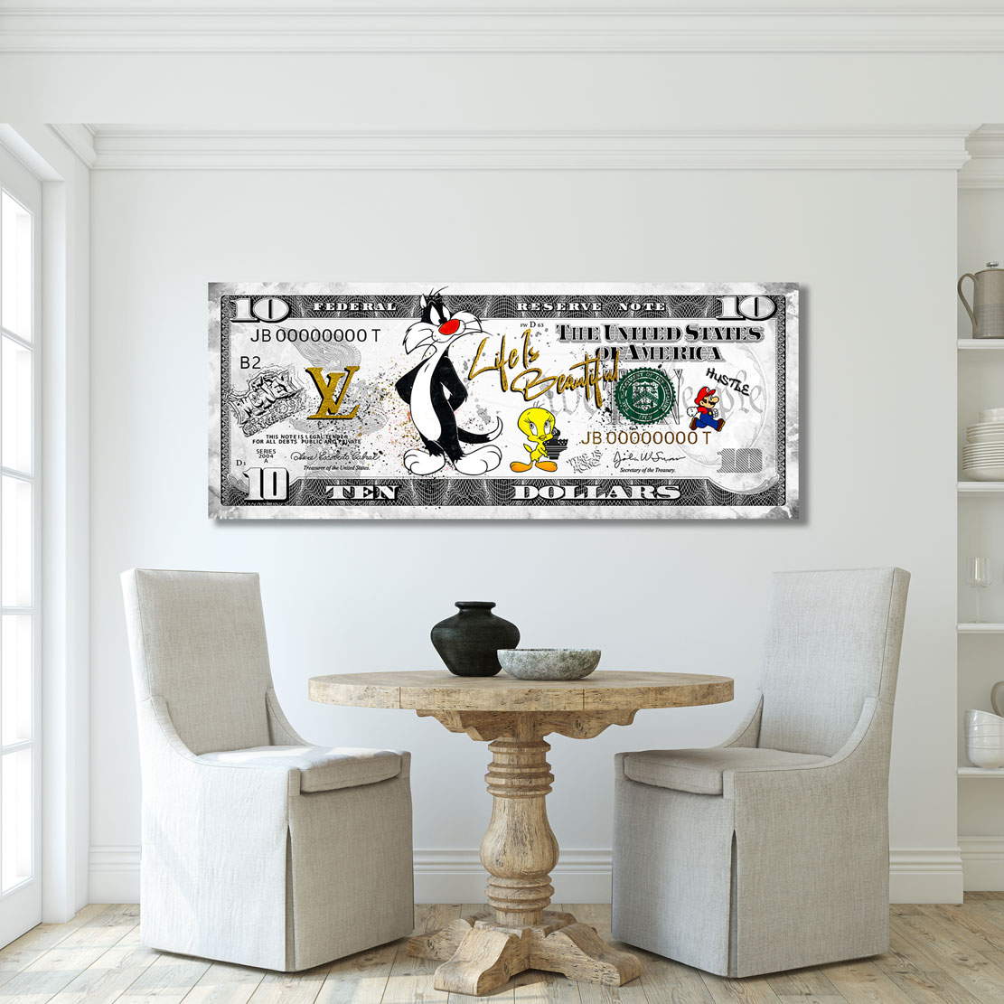Leinwandbild Pop Art Zehn Dollar Comic