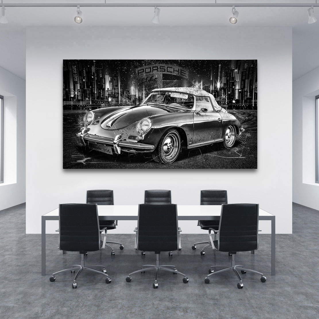 Auto Leinwandbild Porsche 356 Speedster City Black Style