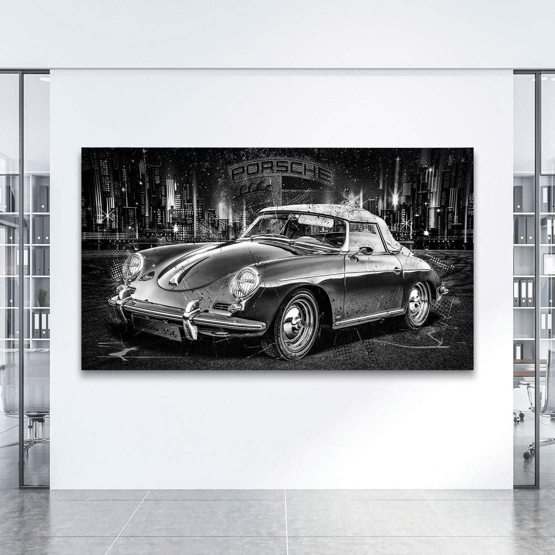 Auto Leinwandbild Porsche 356 Speedster City Black Style