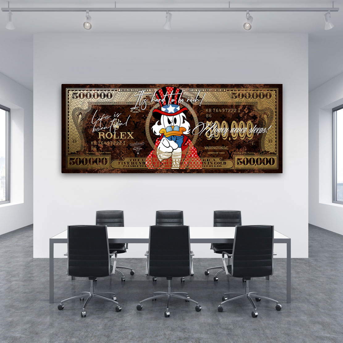 Leinwandbild Dagobert Dollar Its Hard To Be Rch Pop Art Vintage