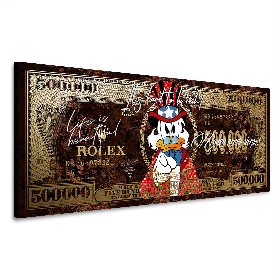 Leinwandbild Dagobert Dollar Its Hard To Be Rch Pop Art Vintage
