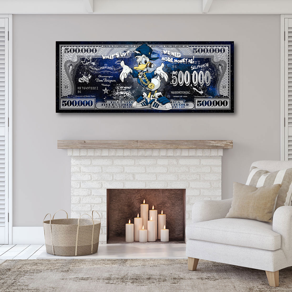 Wandbild Donald Duck Dollar Pop Art Blue Sytle