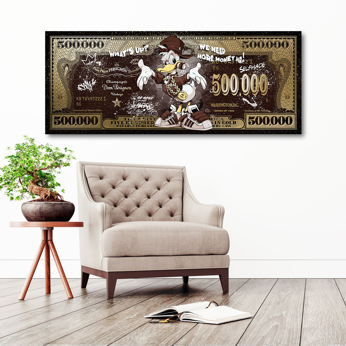 Wandbild Donald Duck Dollar Pop Art Retro Sytle