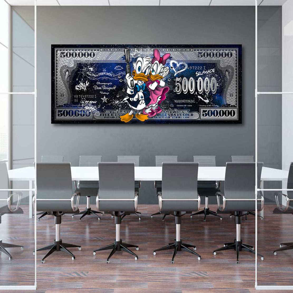 Wandbild Donald & Daisy Duck Dollar Blue Style