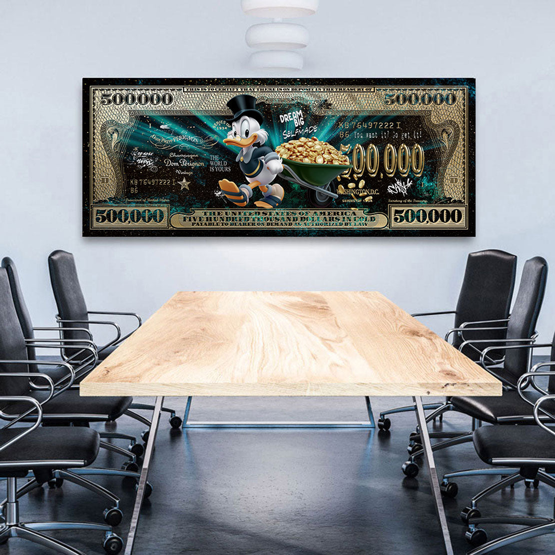 Dagobert Duck Gold Million Wandbild