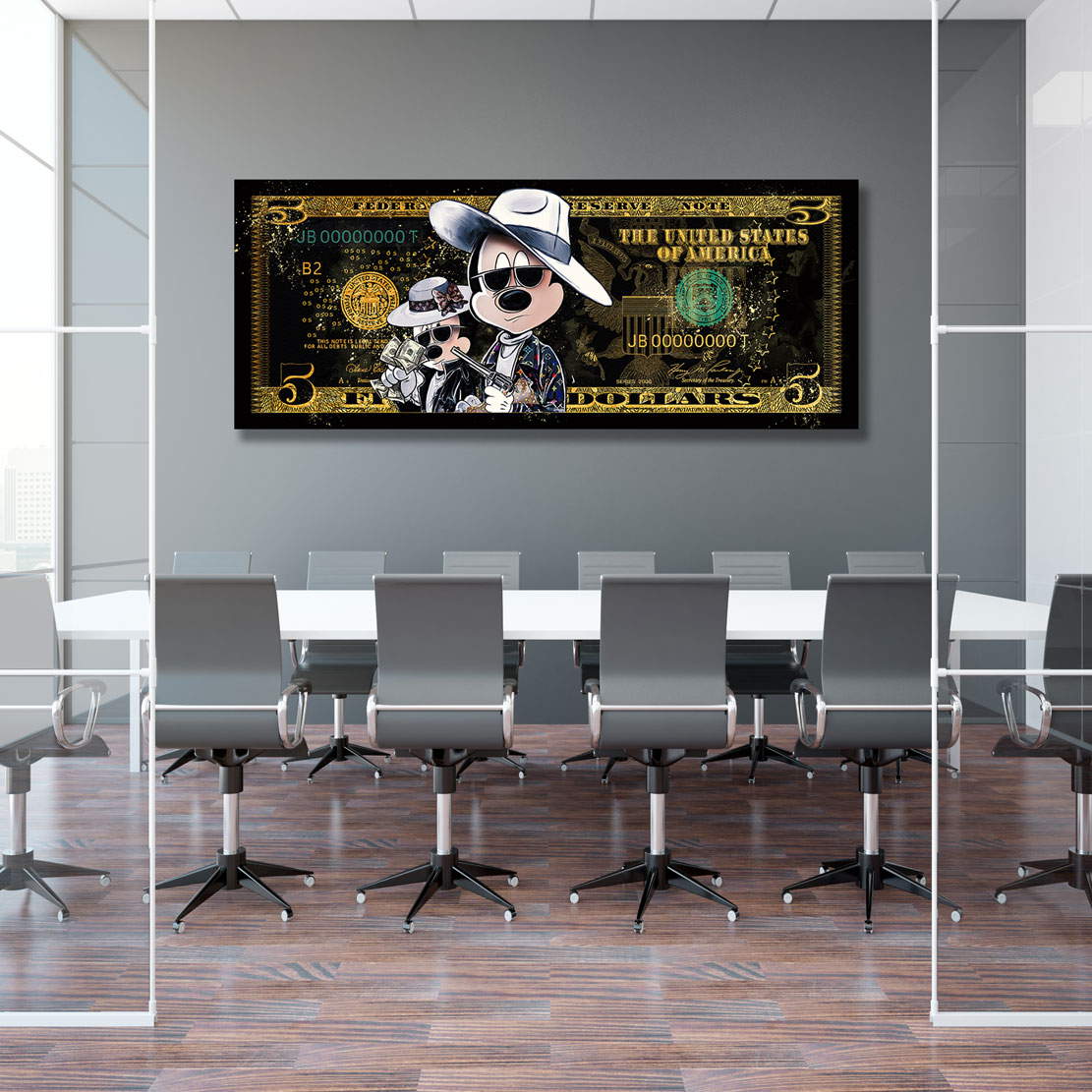 Leinwandbild Minnie & Micky als Bonnie & Clyde Dollar Modern Style