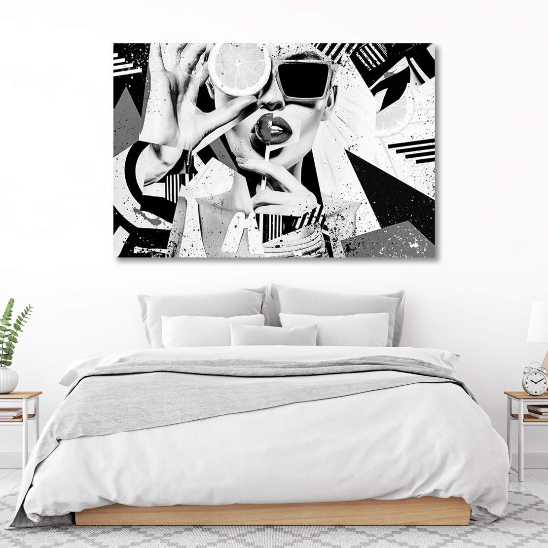 Leinwandbild Woman Abstrakt Face Black and White