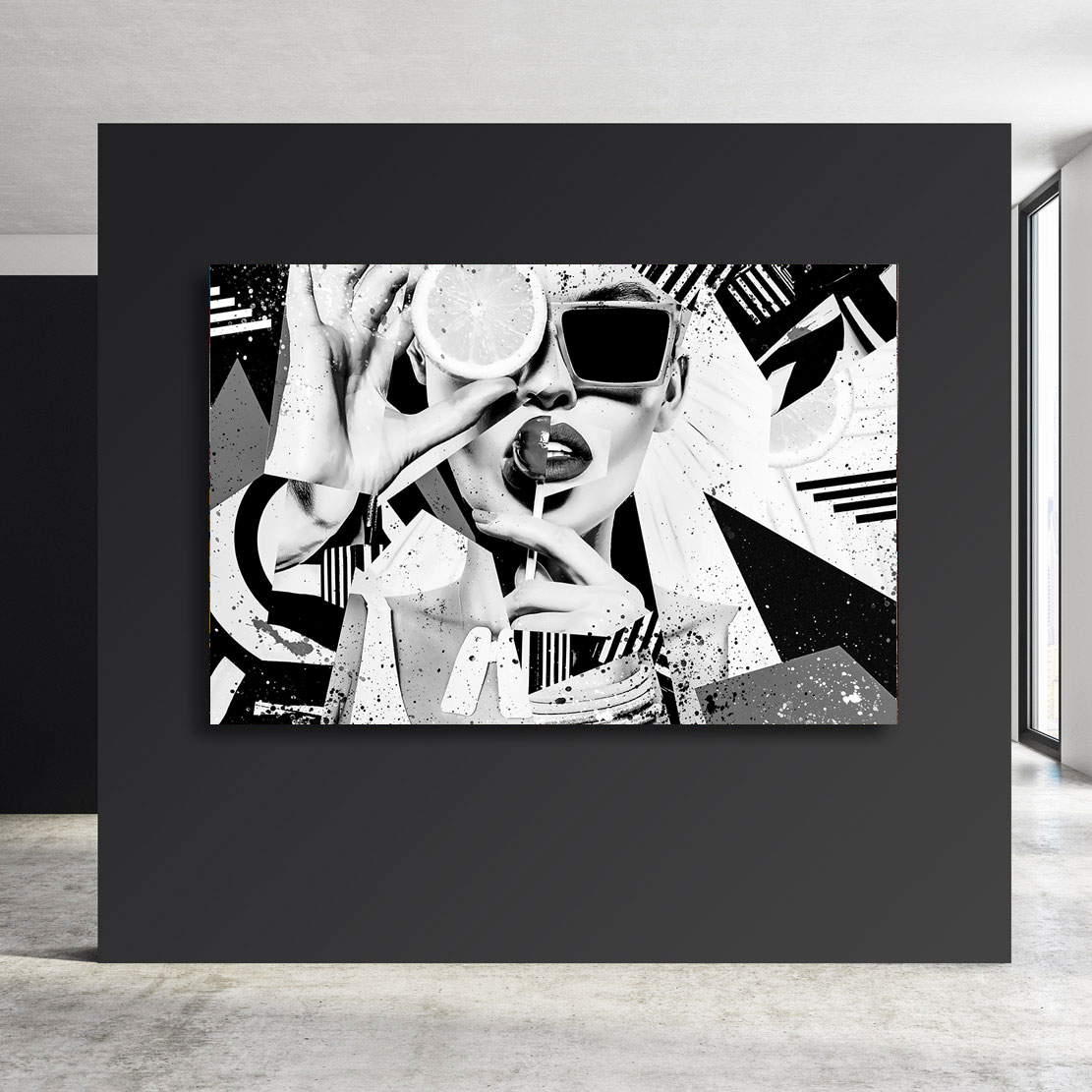 Leinwandbild Woman Abstrakt Face Black and White