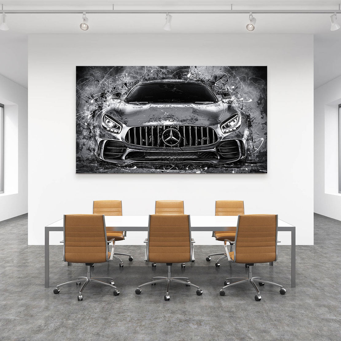 Auto Leinwandbild Mercedes AMG GT Abstrakt Black Style