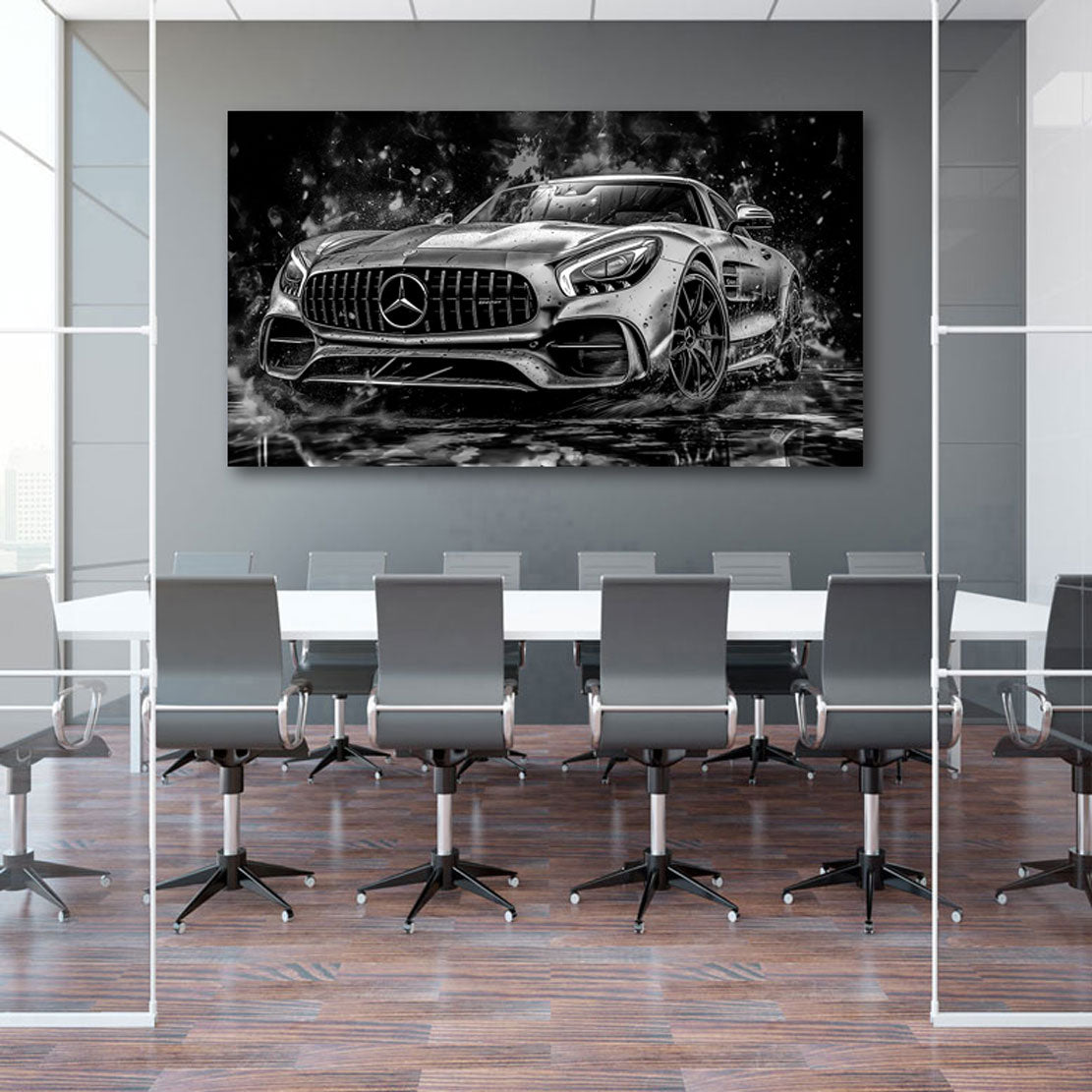 Auto Wandbild Mercedes AMG GT Silber