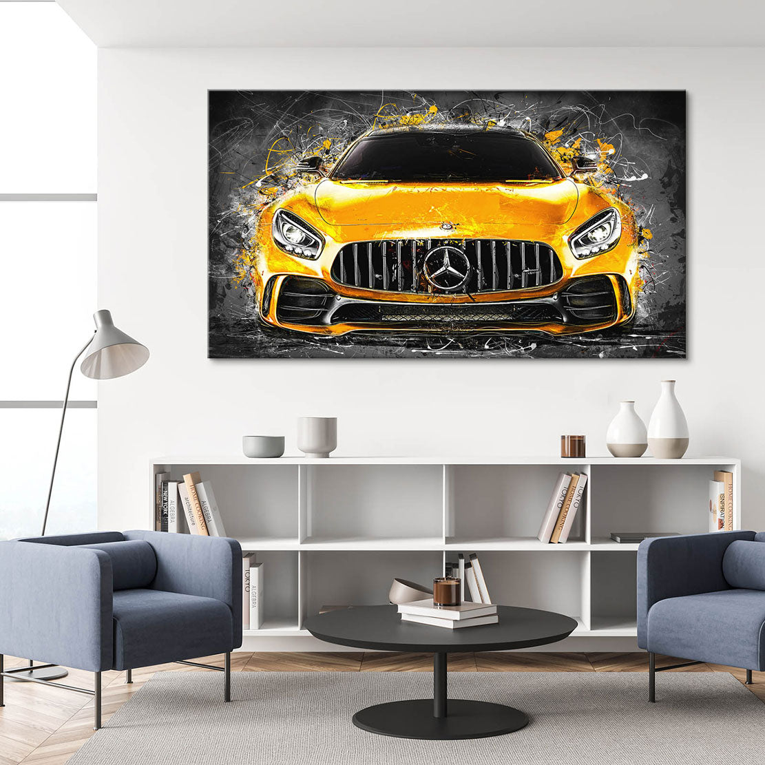 Auto Leinwandbild Mercedes AMG GT Yellow