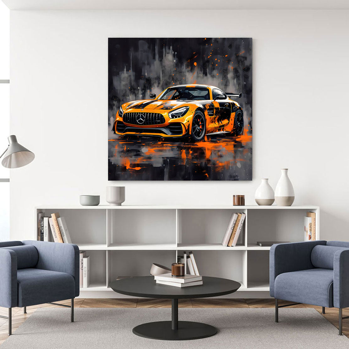 Auto Wandbild Mercedes AMG GT Orange Style