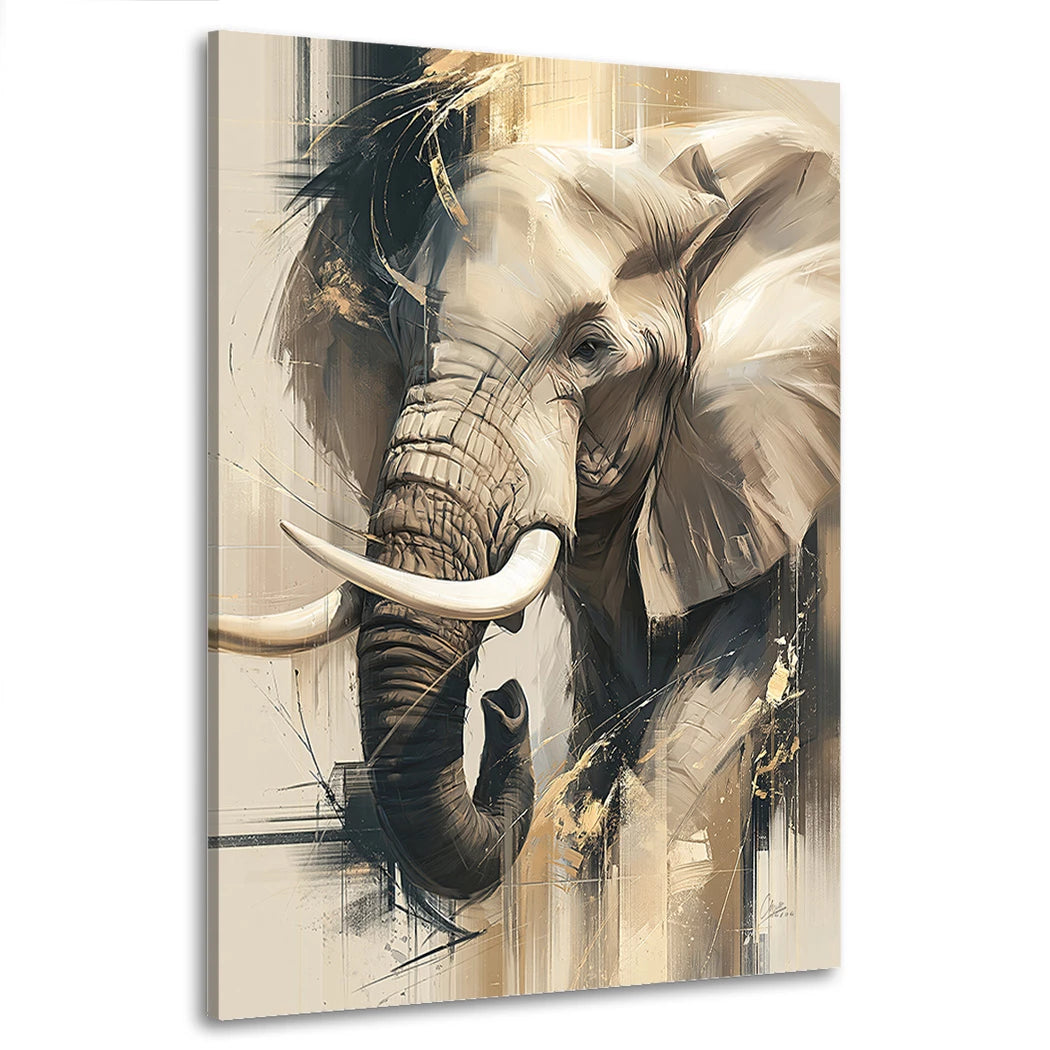 Elefant in Gold Wandbild