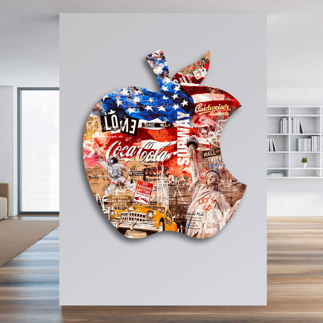 Wandbild Big Apple New York Vintage Pop Art