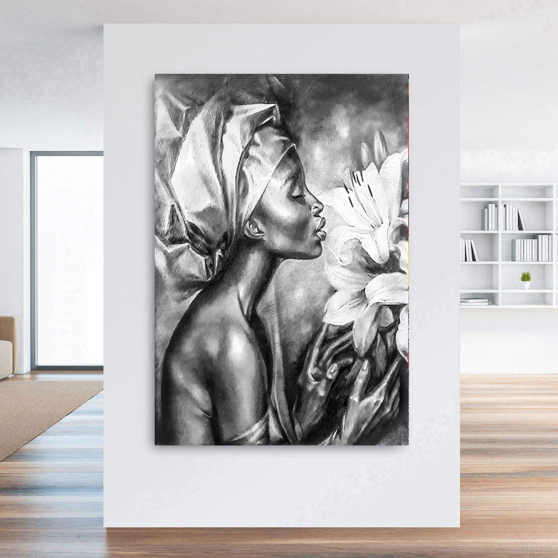 Wandbild Leinwandbild African Woman Black and White