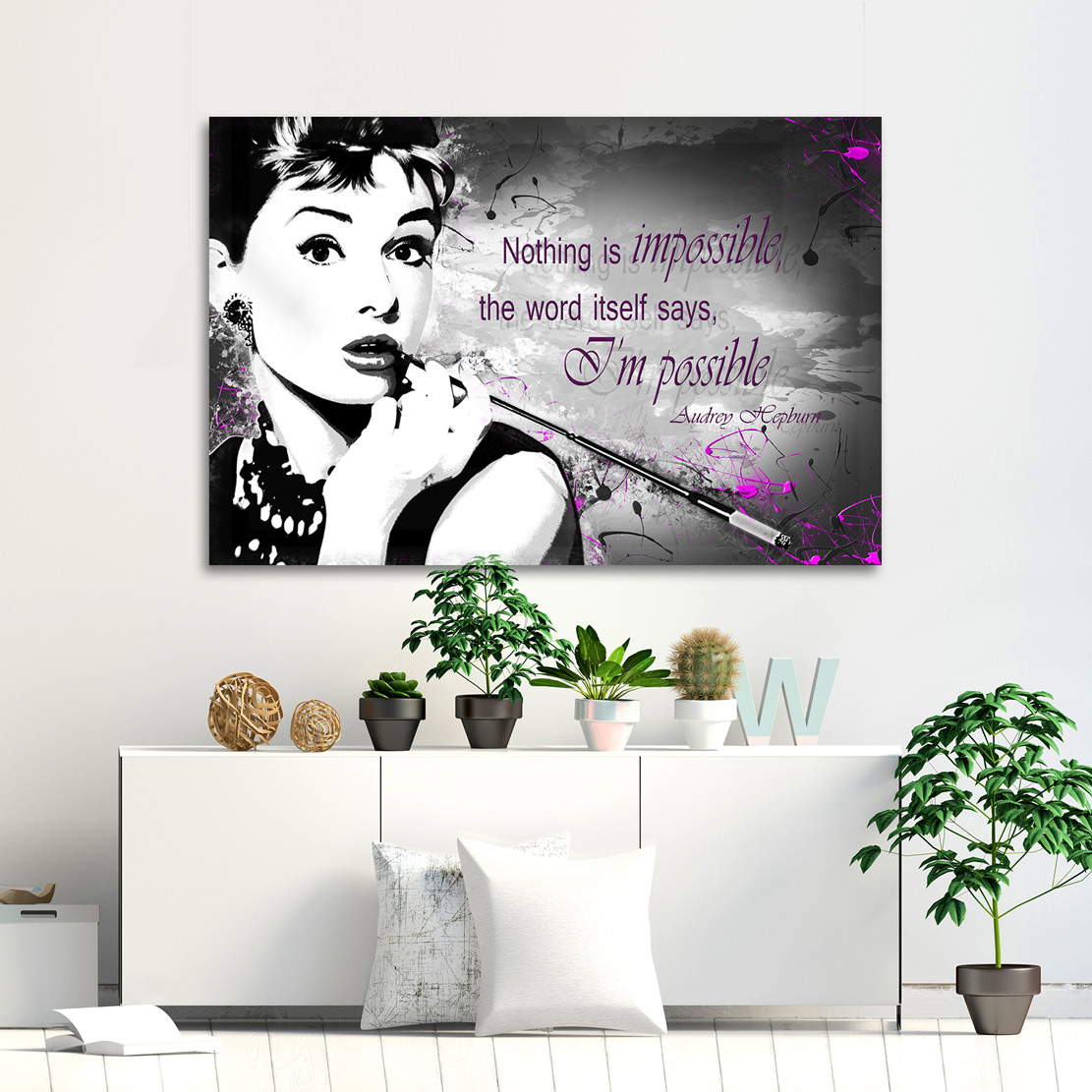 Wandbild Audrey Hepburn Smoking