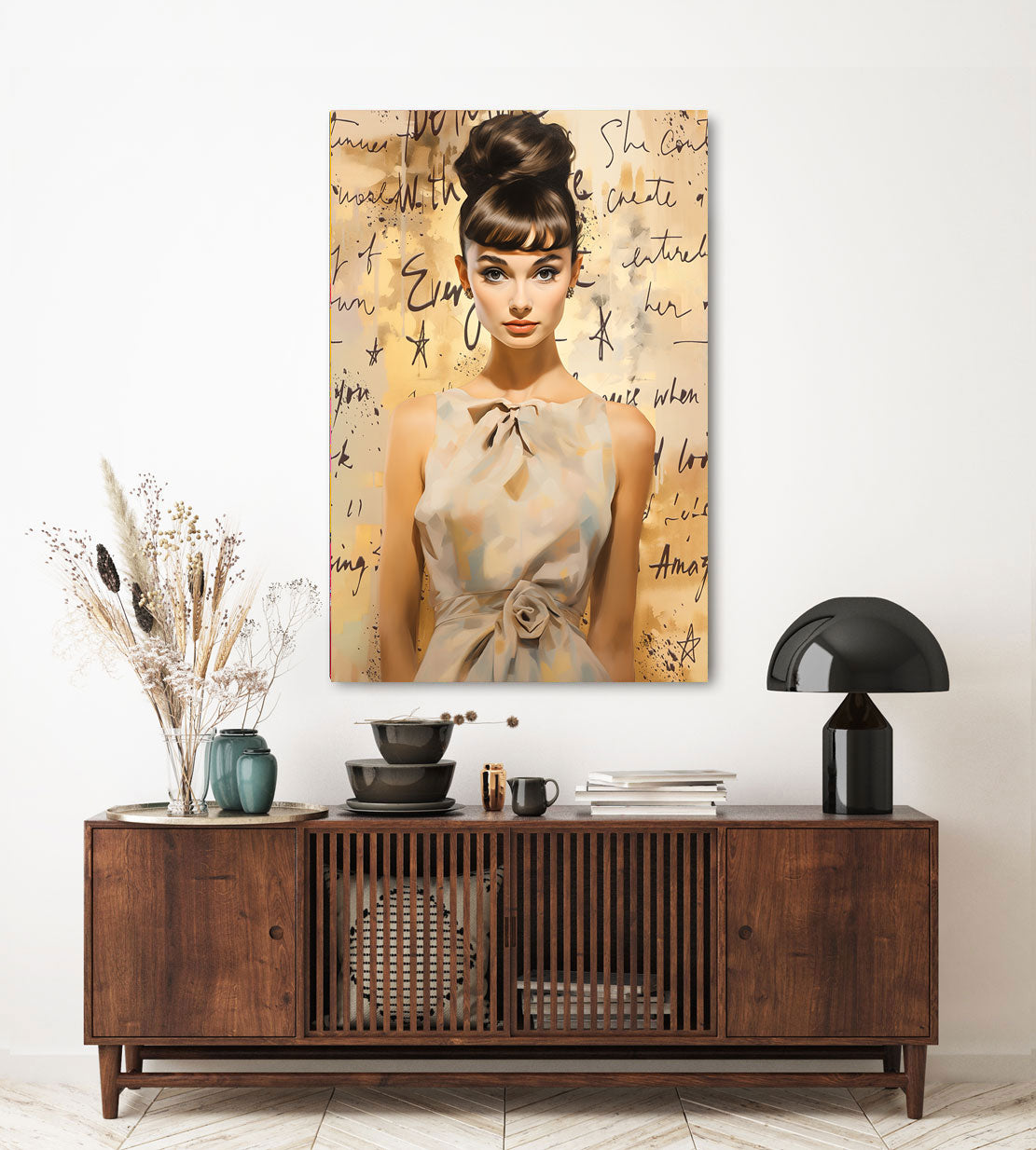 Audrey Hepburn Boho Style Wandbild