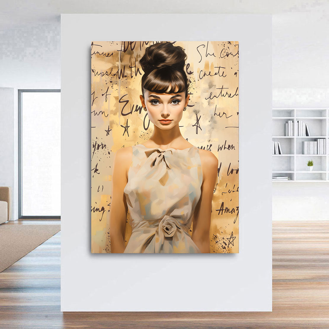 Audrey Hepburn Boho Style Wandbild