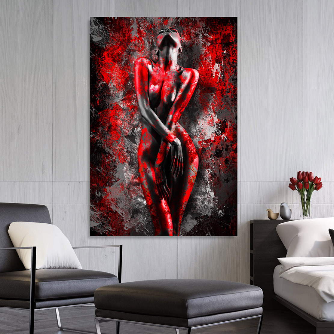 Leinwandbild Sensual Red Woman Abstrakt