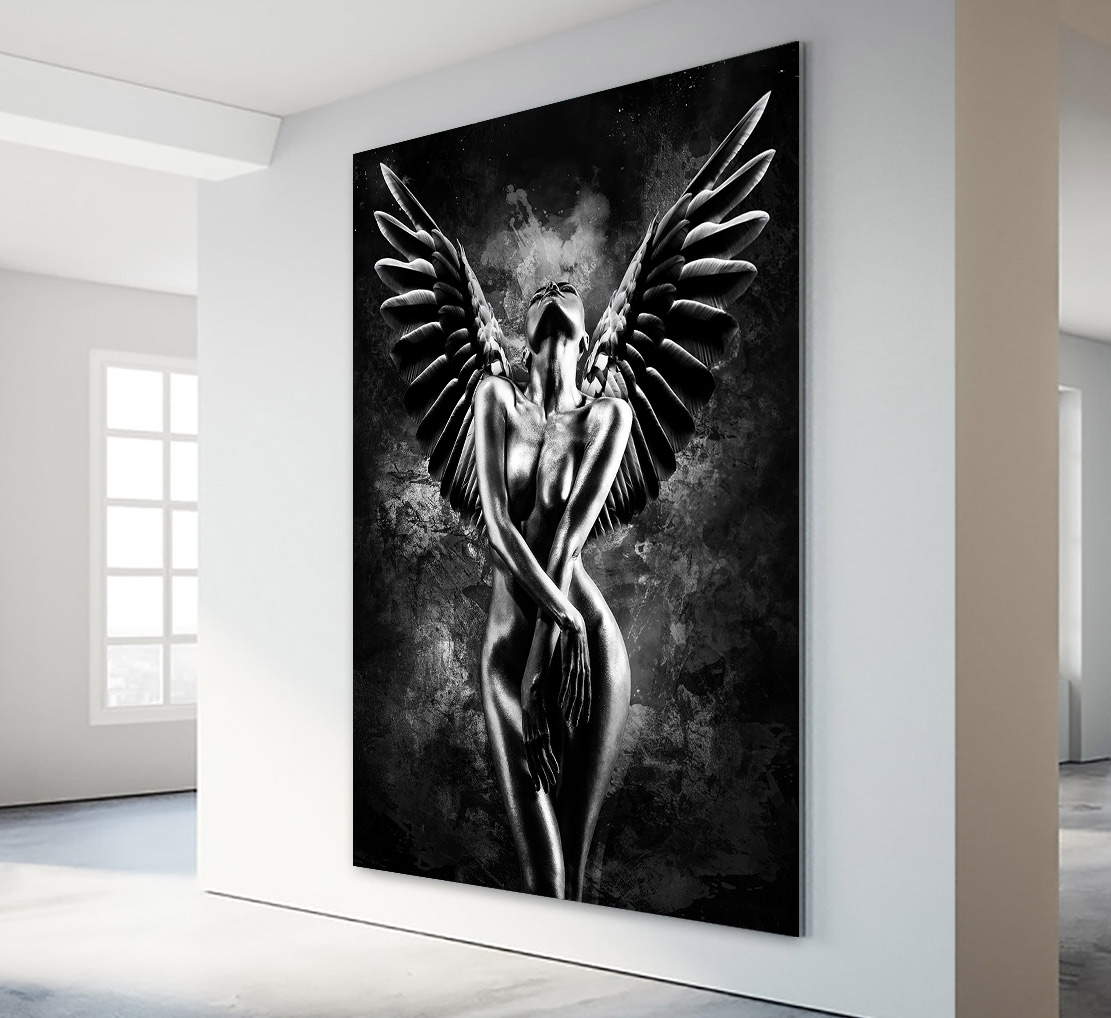 Leinwandbild Sensual Angel Black and White Abstrakt