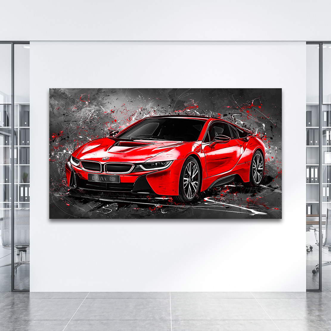 Auto Leinwandbild BMW i8 Red Style