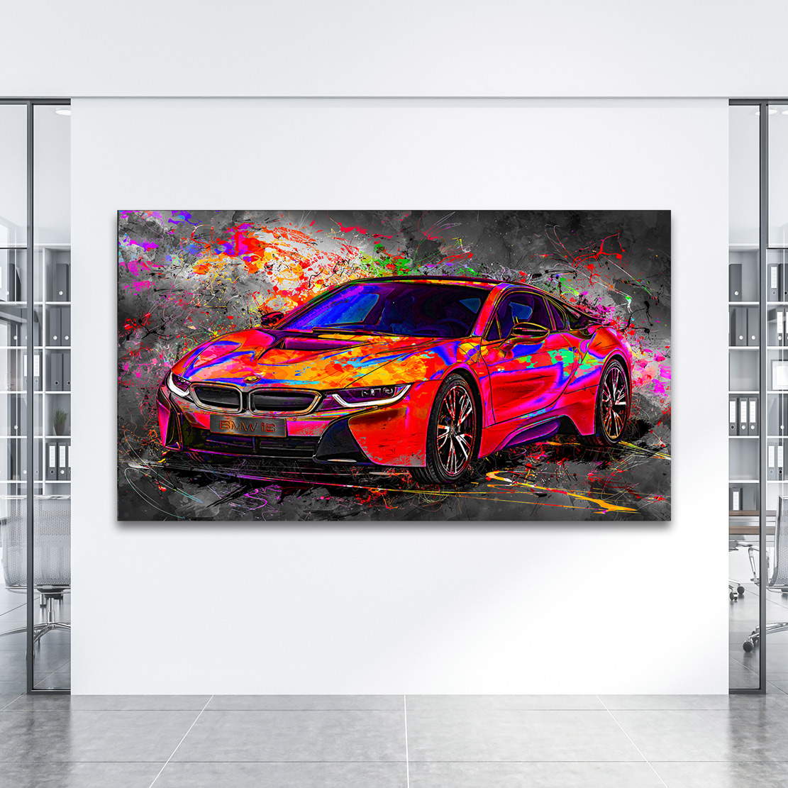 Auto Leinwandbild BMW i8 Pop Art Style