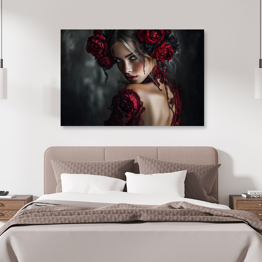 Dark Rose Seduction Portrait Art Wandbild