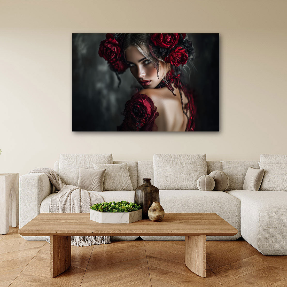 Dark Rose Seduction Portrait Art Wandbild
