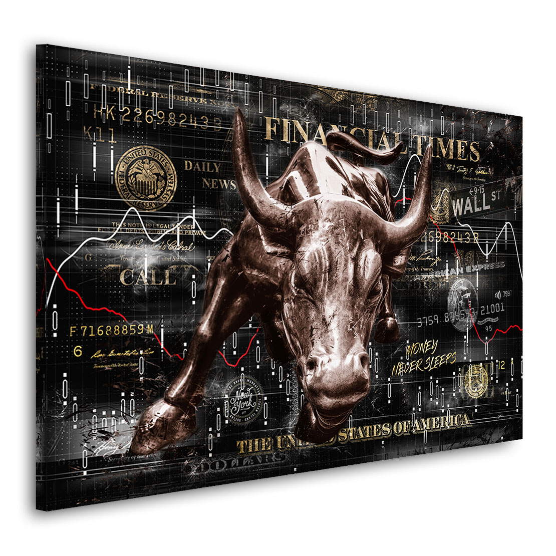 Wandbild Leinwandbild Wallstreet Stier Börse Pop Art