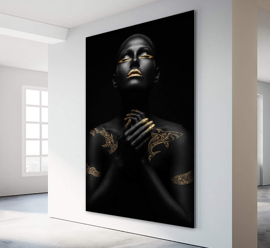 Wandbild sensual Maori Woman Gold Style