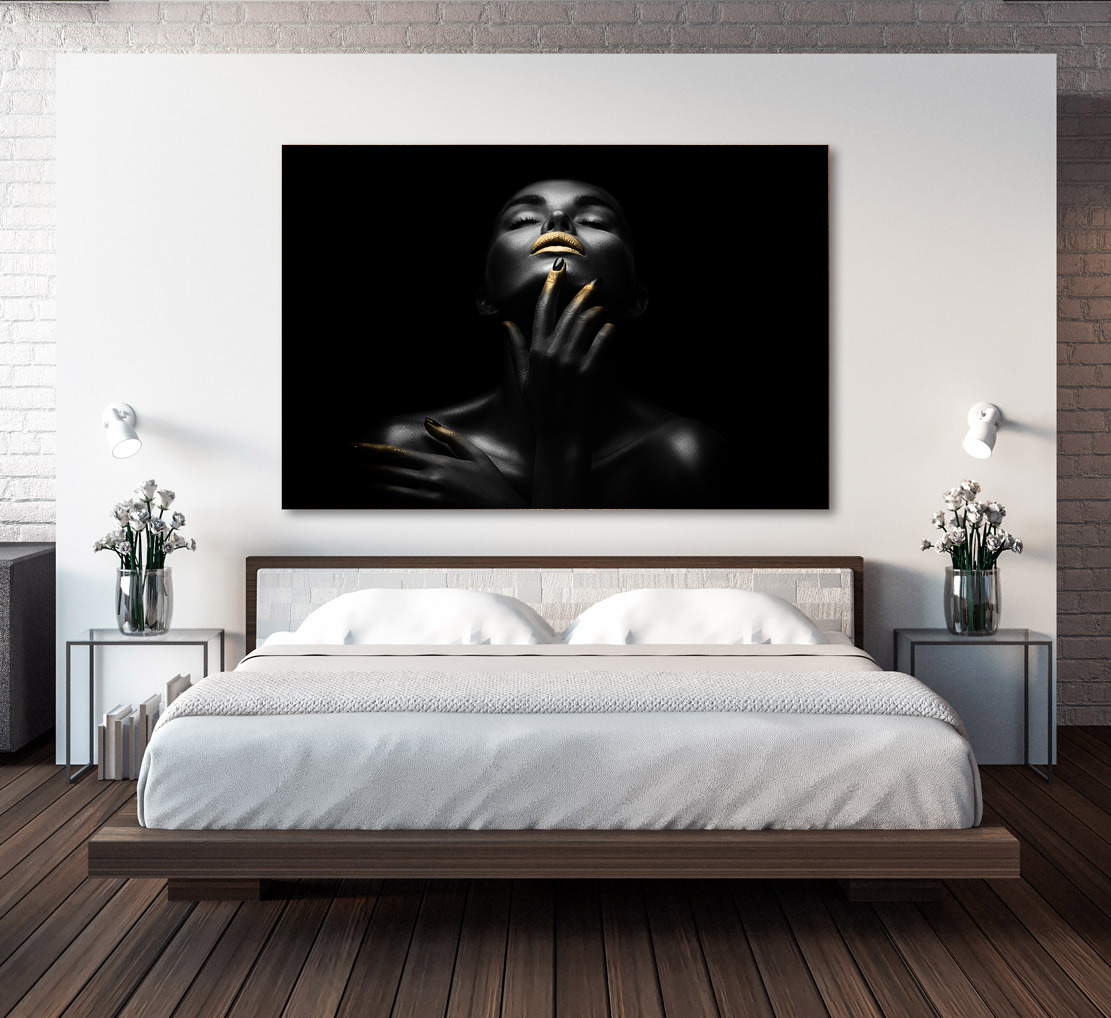 Wandbild sensual dark Woman Gold