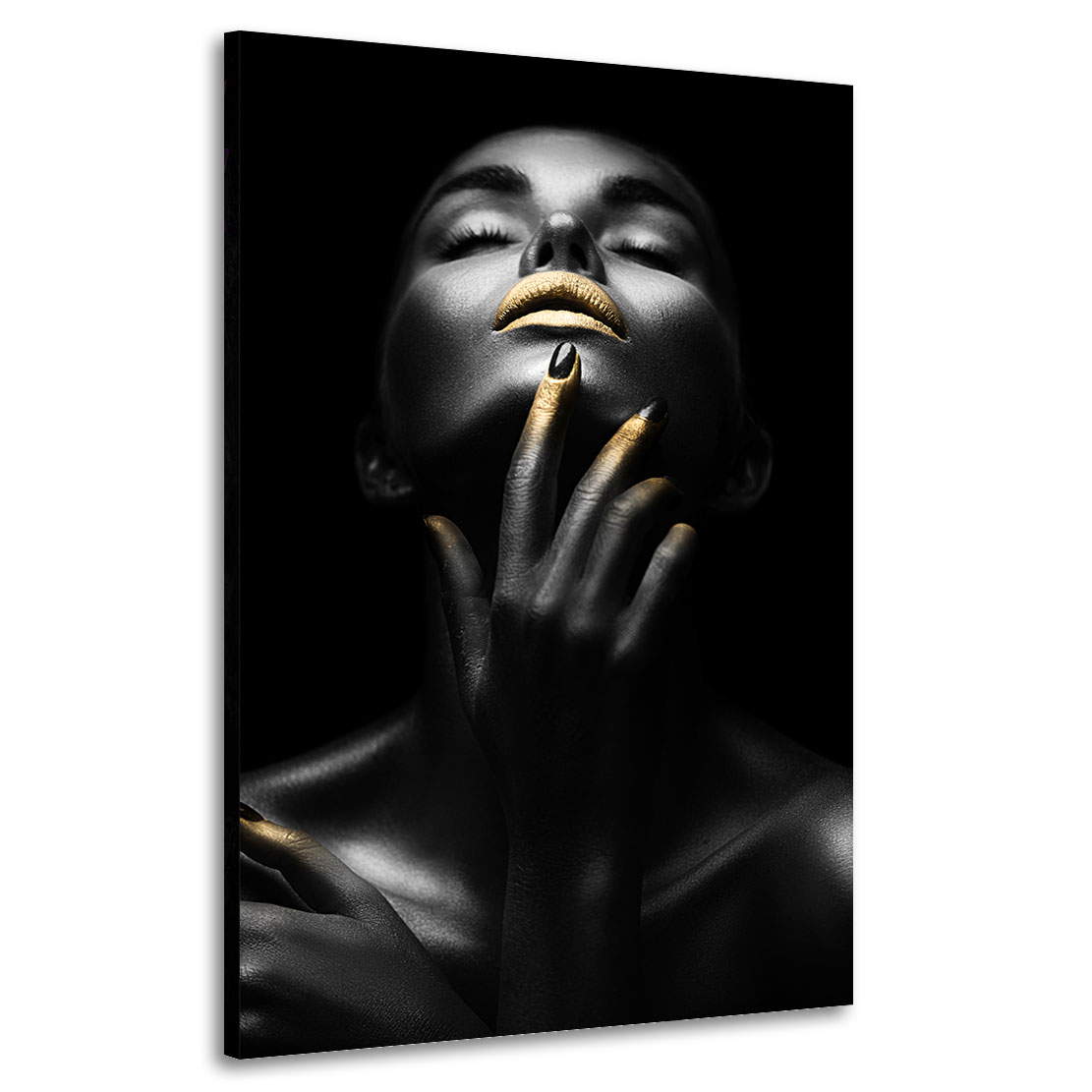 Wandbild sensual dark Woman gold Lips