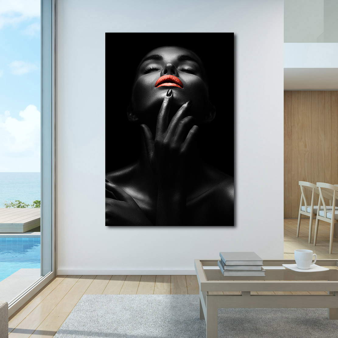 Wandbild sensual dark Woman red Lips