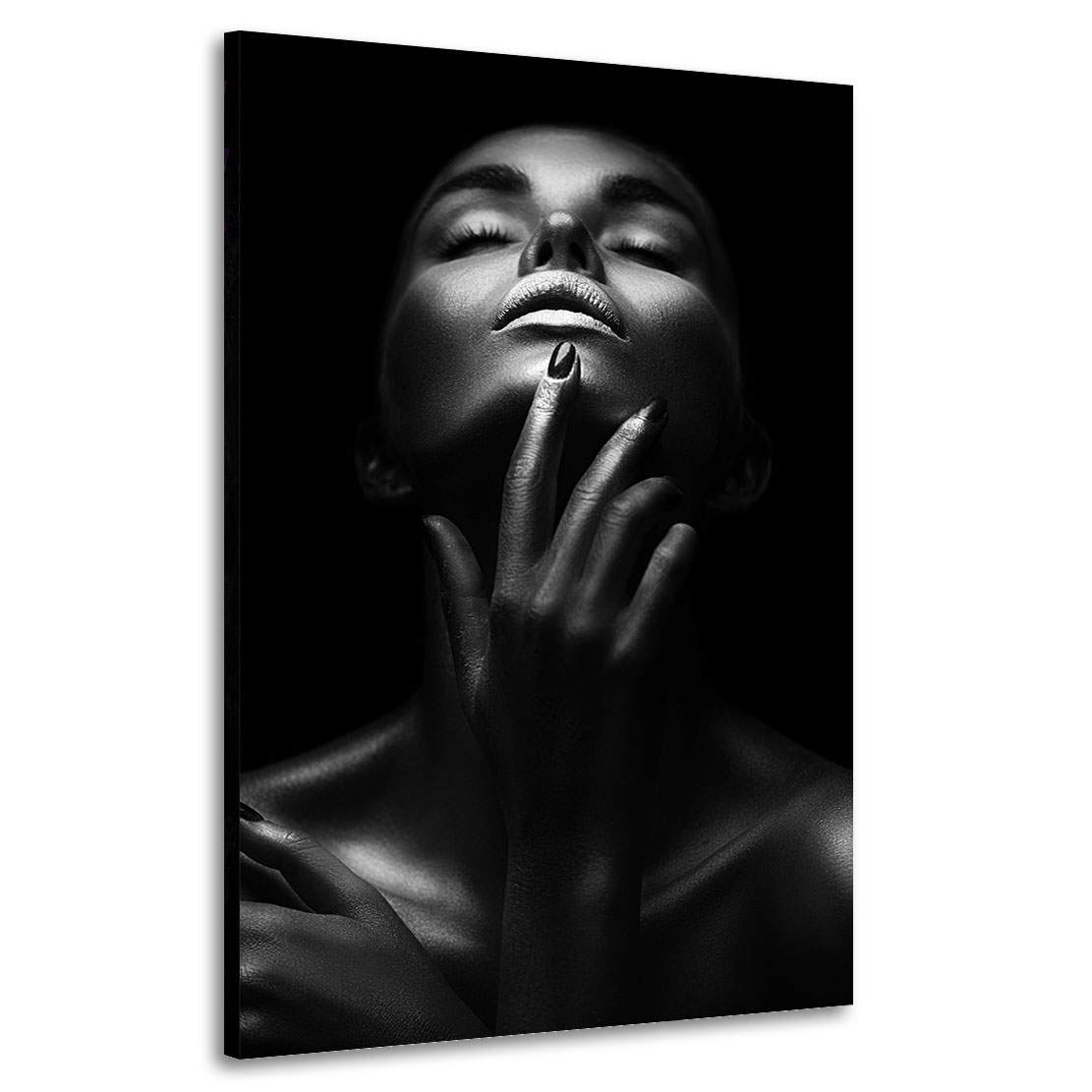 Wandbild sensual dark Woman silver Lips