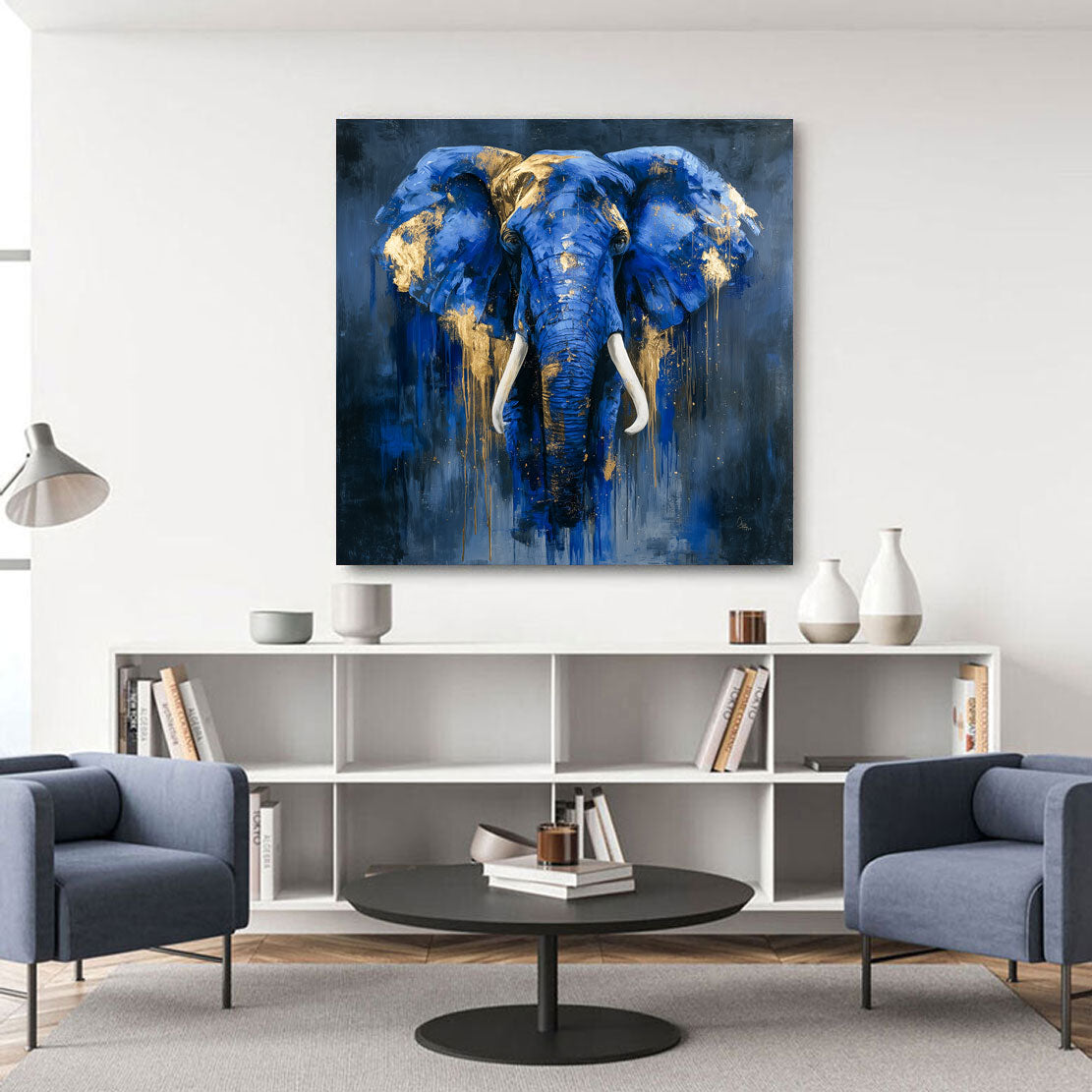 Blauer Elefant Wandbild