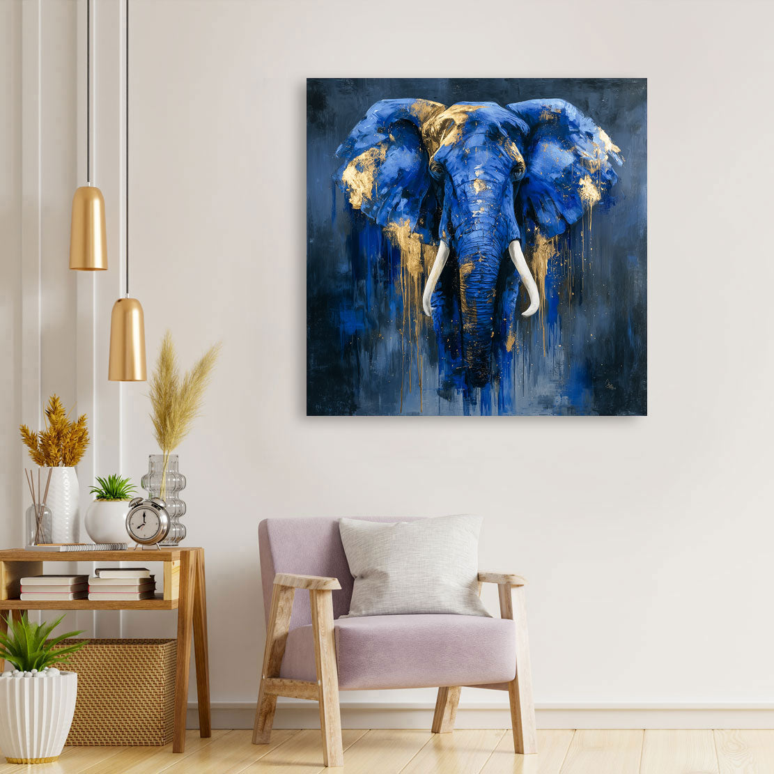 Blauer Elefant Wandbild