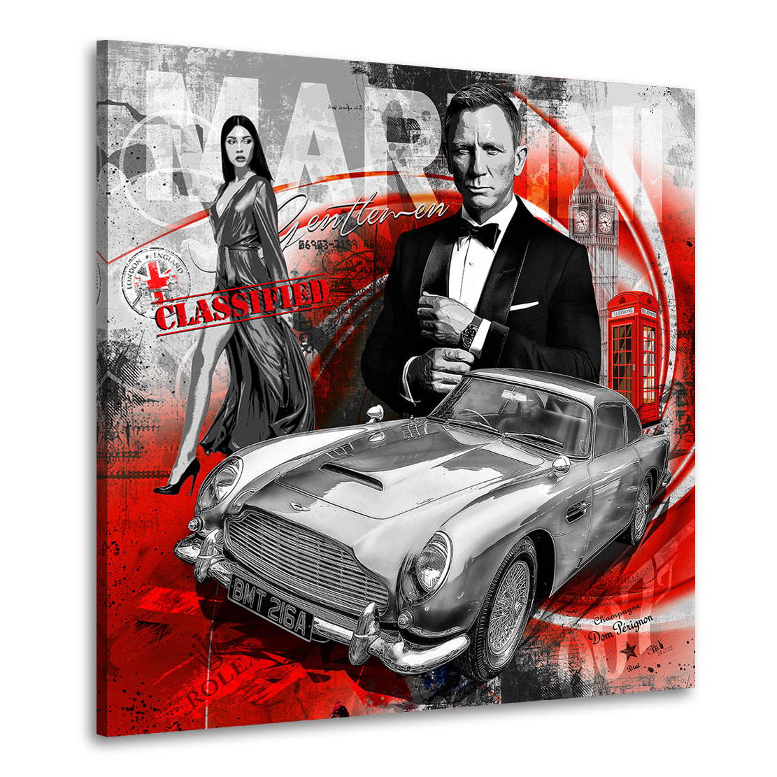 Leinwandbild James Bond Pop Art Red Style