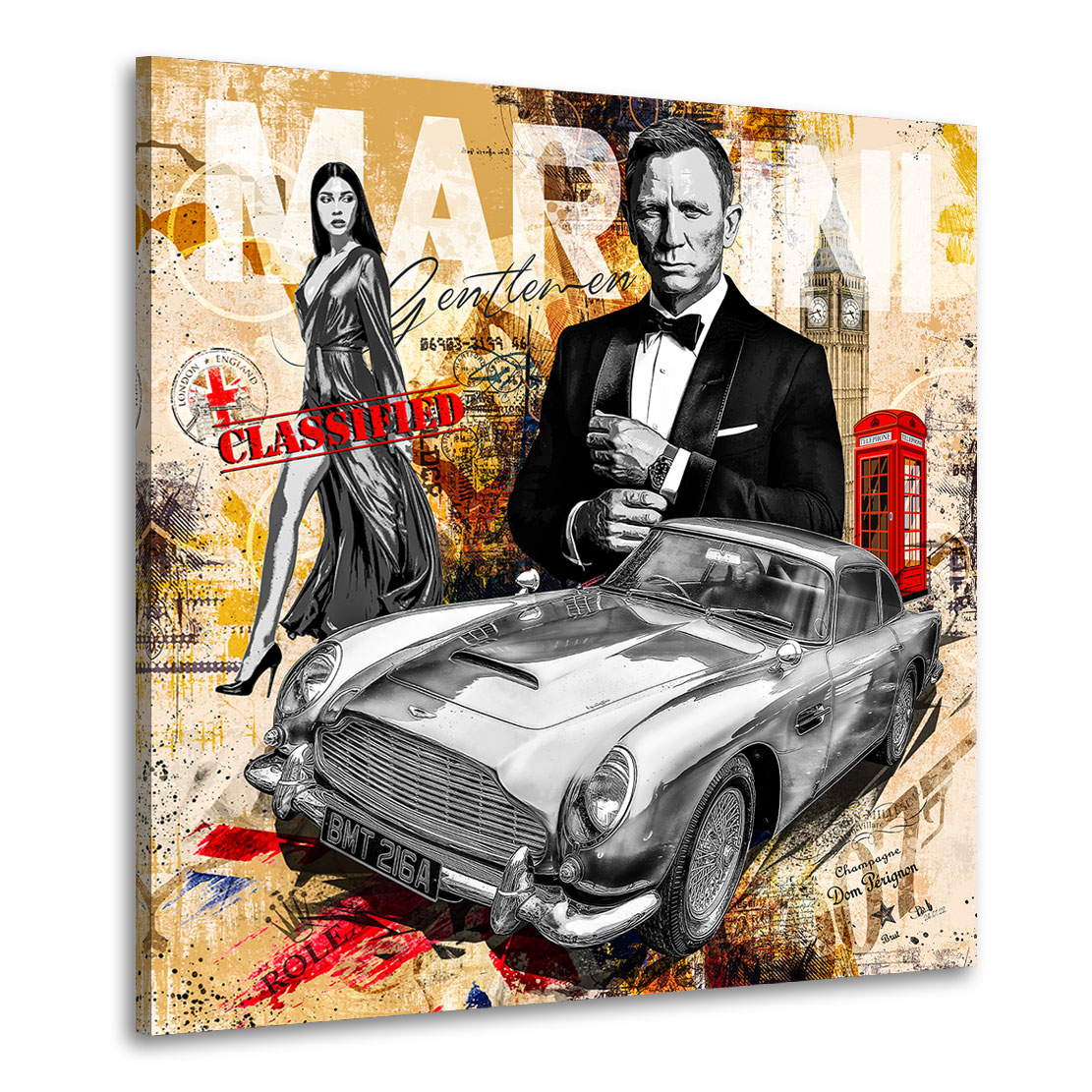 Leinwandbild James Bond Pop Art Retro Style