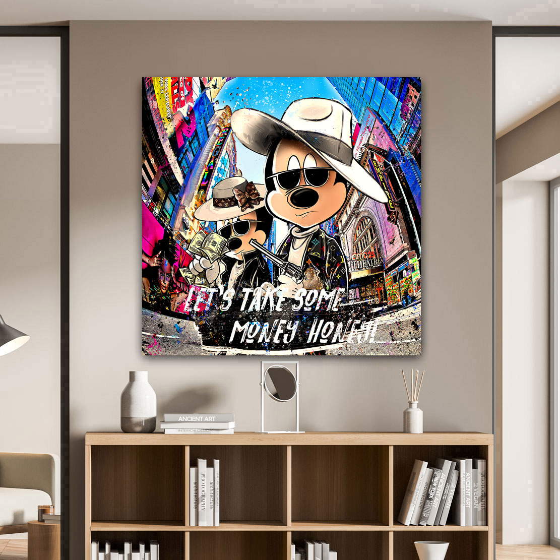 Leinwandbild Micky & Minnie Maus Take some Money Pop Art