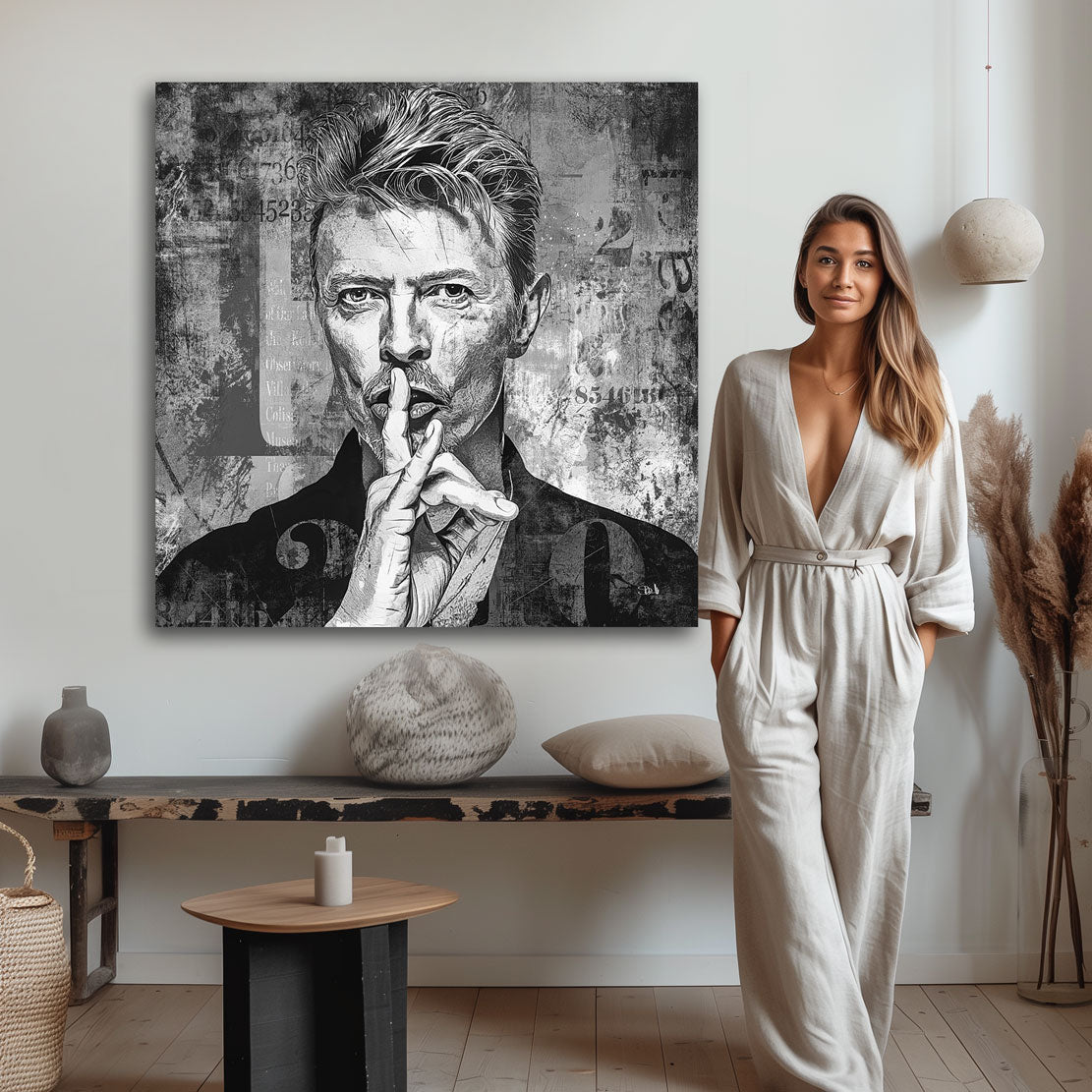 Wandbild Leinwandbild David Bowie Abstrakt Black and White
