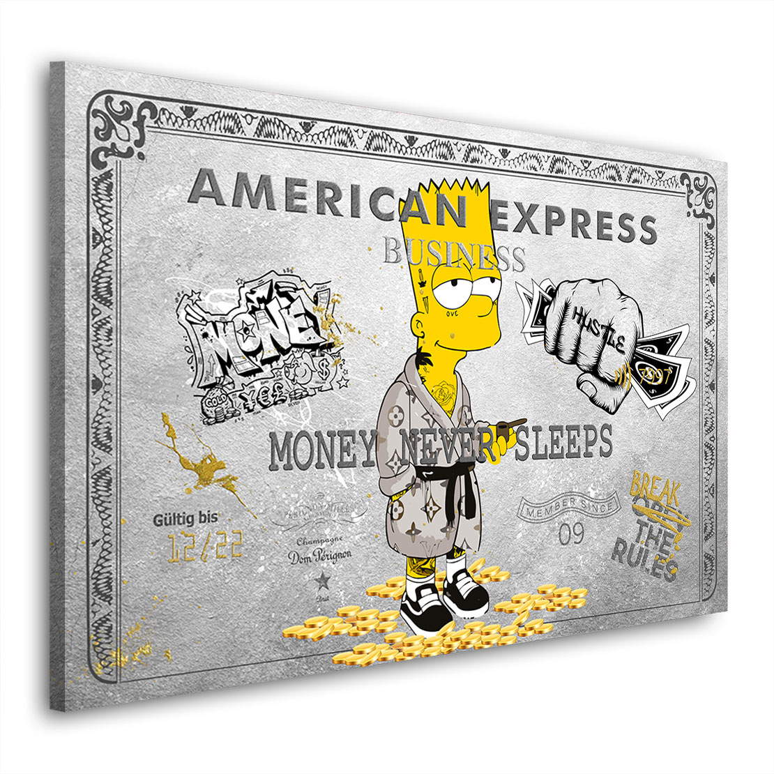 Leinwandbild Amex Bud Silver Pop Art Style
