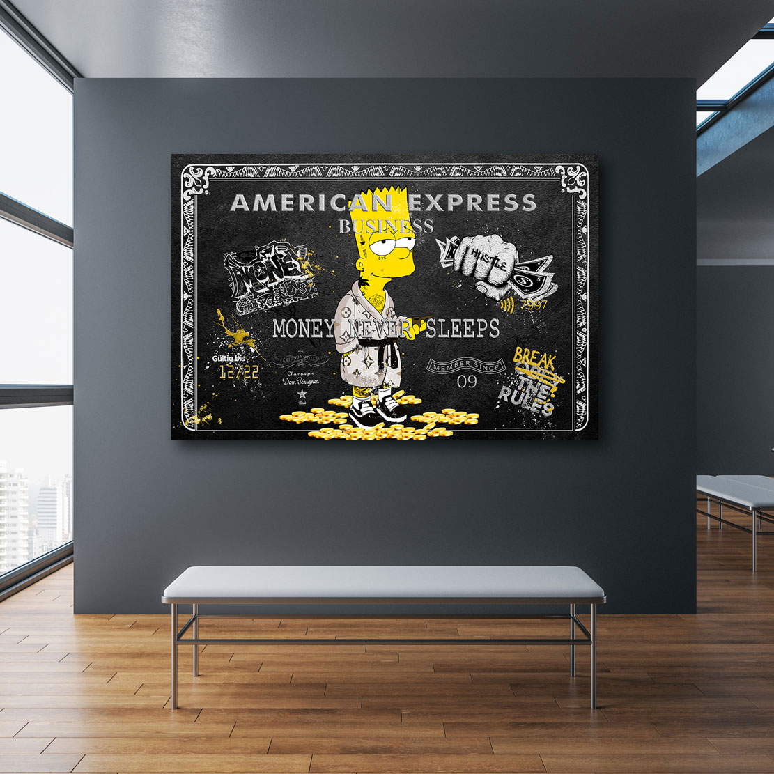 Leinwandbild Amex Bud Pop Art Black Style