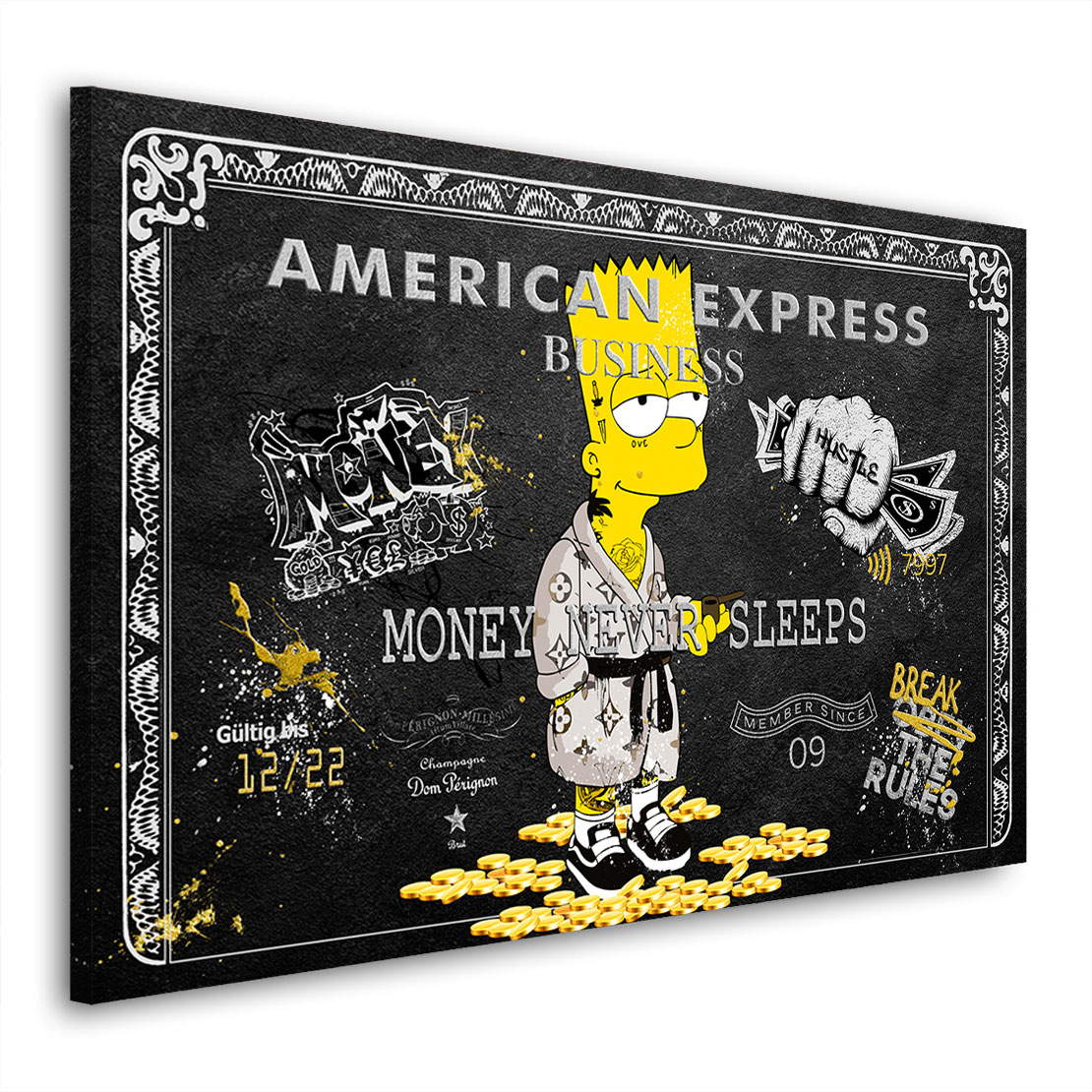 Leinwandbild Amex Bud Pop Art Black Style