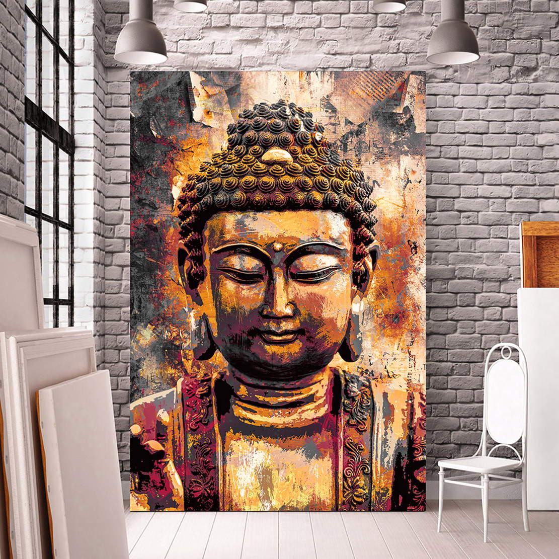 Wandbild Leinwandbild Buddha Retro