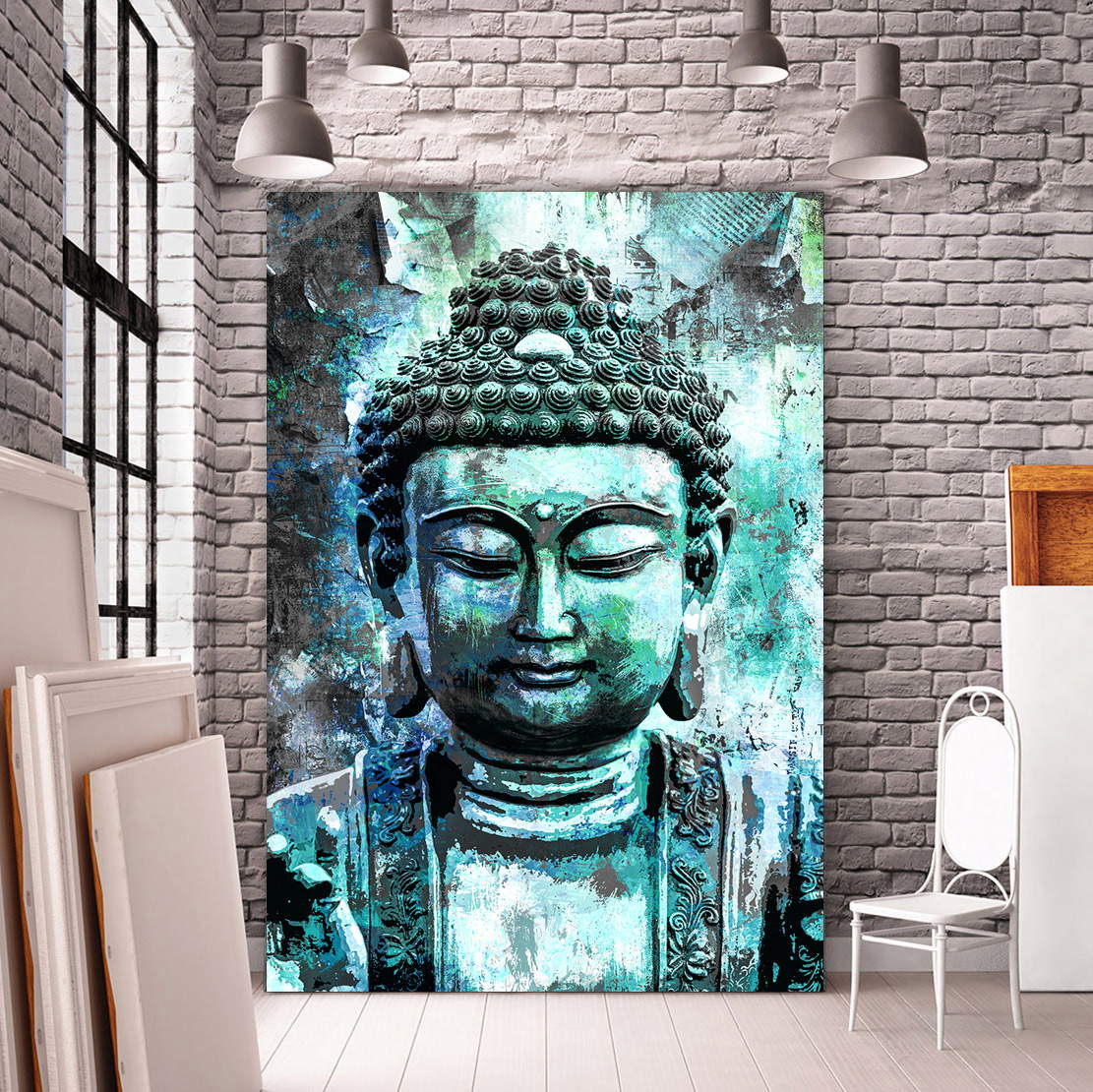 Wandbild Leinwandbild Buddha Türkis