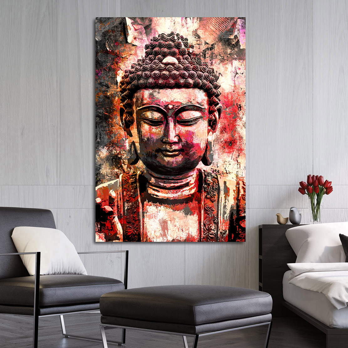Wandbild Buddha Red Style