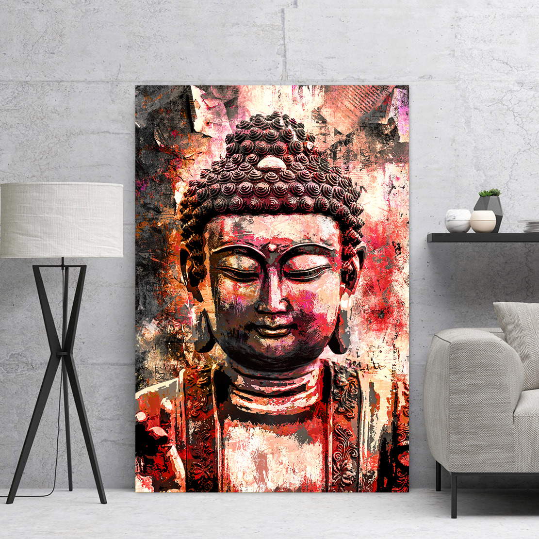 Wandbild Buddha Red Style