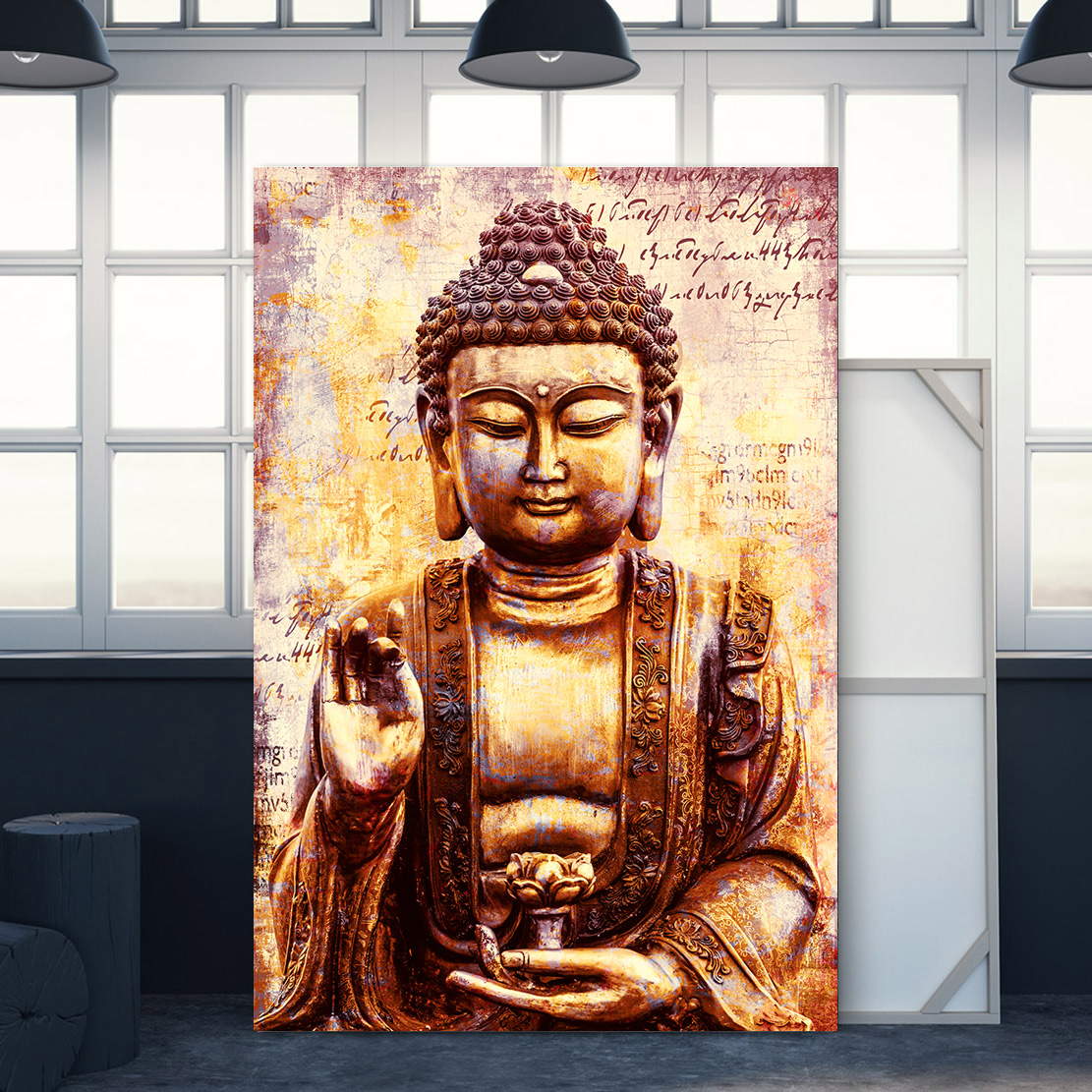 Wandbild Buddha Feng Shui Vintage