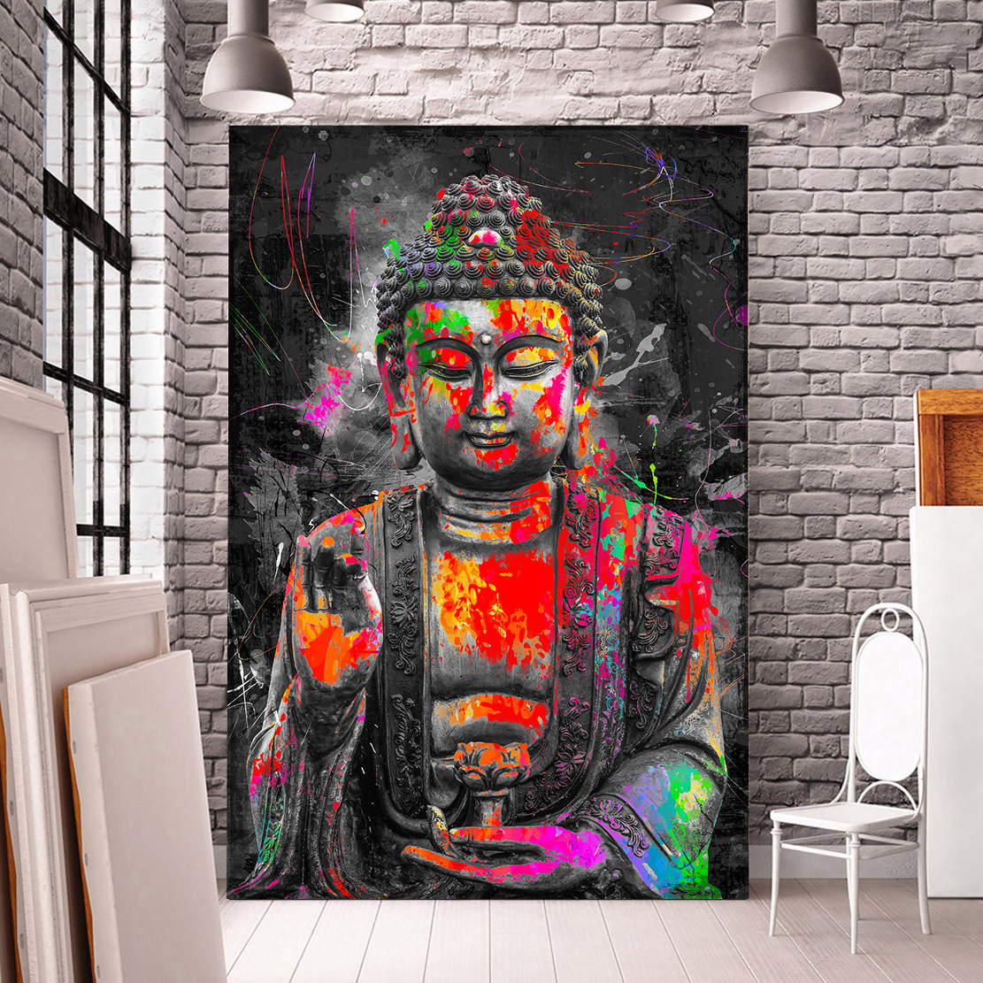 Wandbild Leinwandbild Buddha Pop Art Style