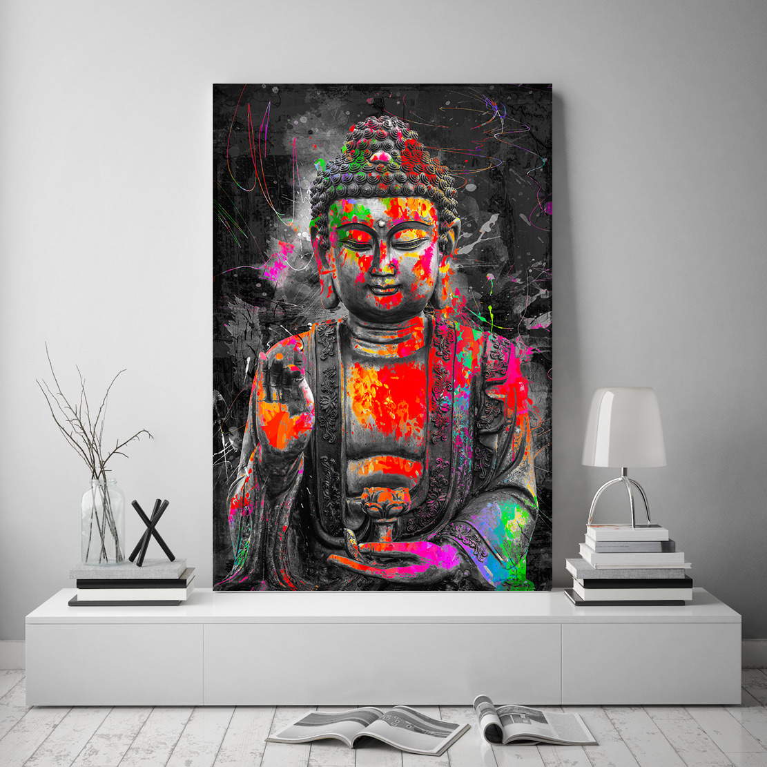 Wandbild Leinwandbild Buddha Pop Art Style